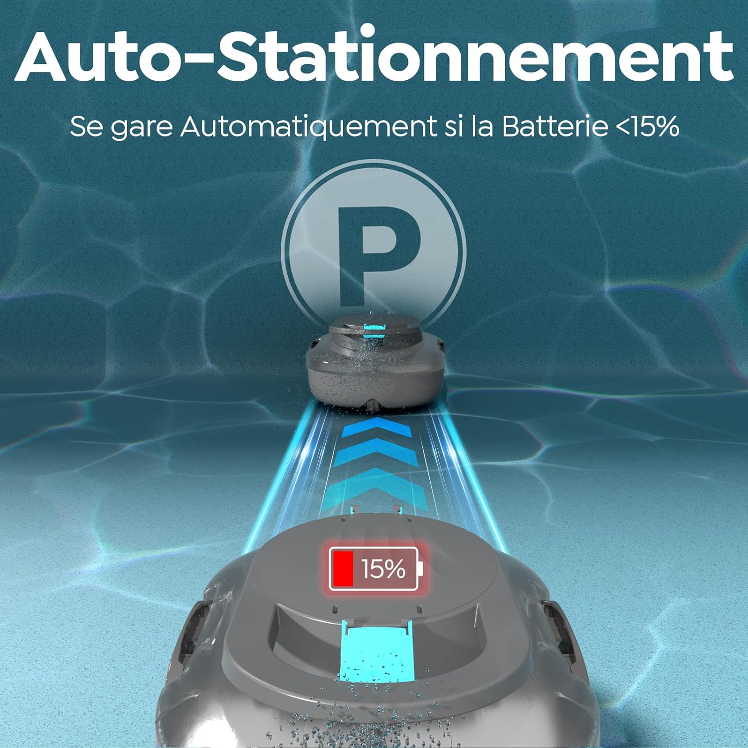 Pleco S1 Robot Piscine sans Fil, 80 Min d'Autonomie, Double Moteur Aspirateur Piscine Hors Sol