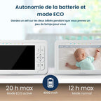 Moniteur HD Vidéo pour Bébé - Babyphone avec Écran Divisé 5“ et 2 Caméras 720p