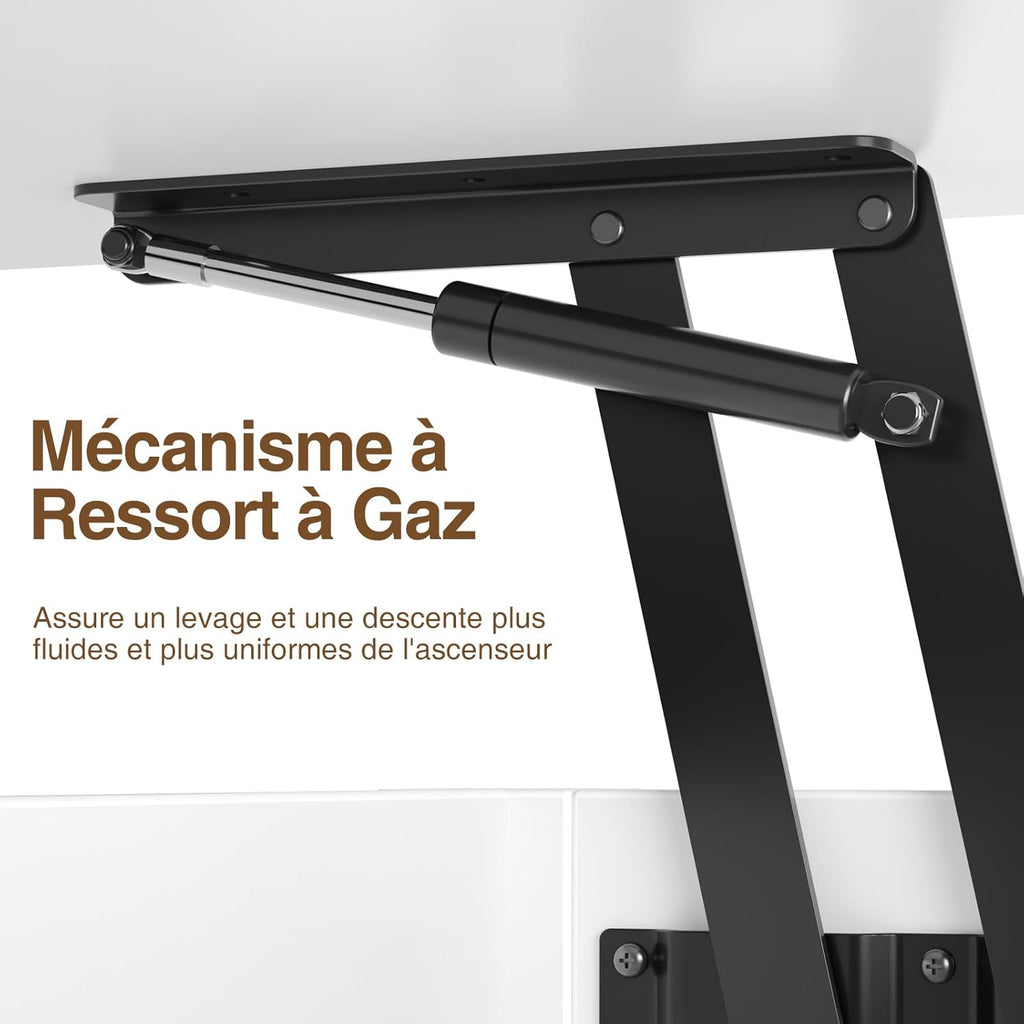 Table Basse Relevable et Extensible en Bois – avec Tiroir, Rangement Caché et Compartiment Ouvert