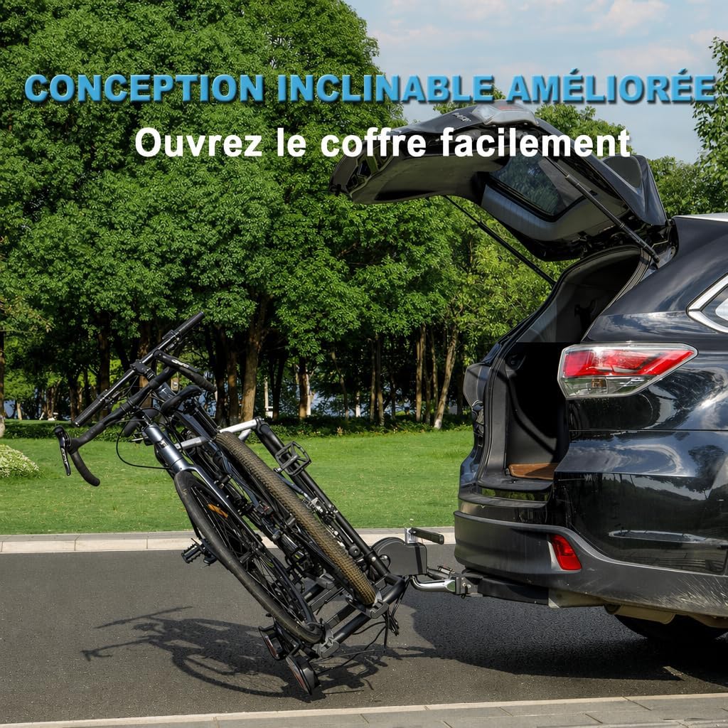 Porte-vélos électrique CXWXC avec crochet de remorquage et feu arrière