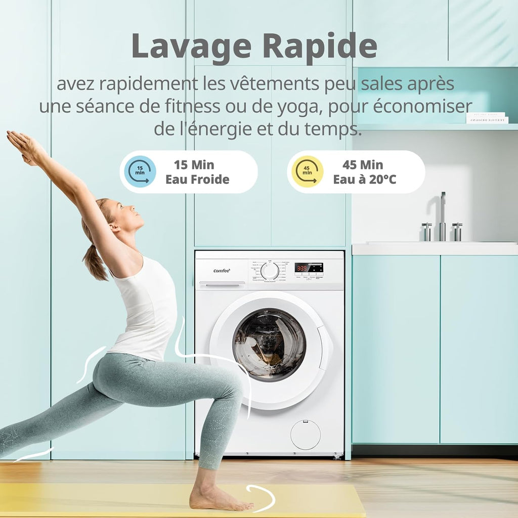 CFE12EW80/W-FR Lave-linge frontal 8KG, 15 Programmes, Prélavage, Blanc
