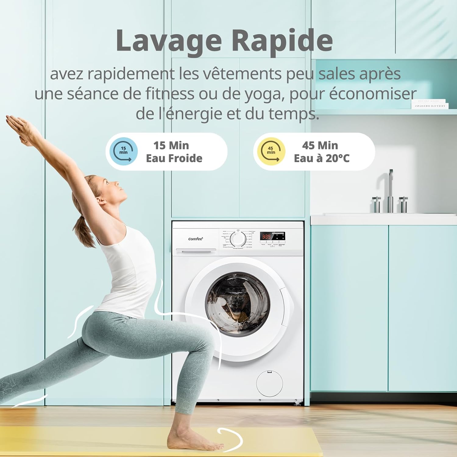 CFE12EW80/W-FR Lave-linge frontal 8KG, 15 Programmes, Prélavage, Blanc