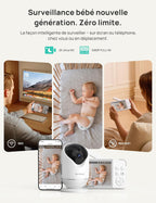VistaView 5” Moniteur Bébé WiFi avec Support Clip - Caméra 2K HD, Contrôle Via Application