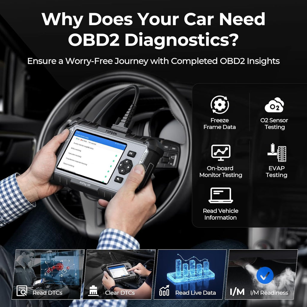 AD500 Valise Diagnostic Auto, 4 systèmes Outil de Diagnostic Voiture Multimarque