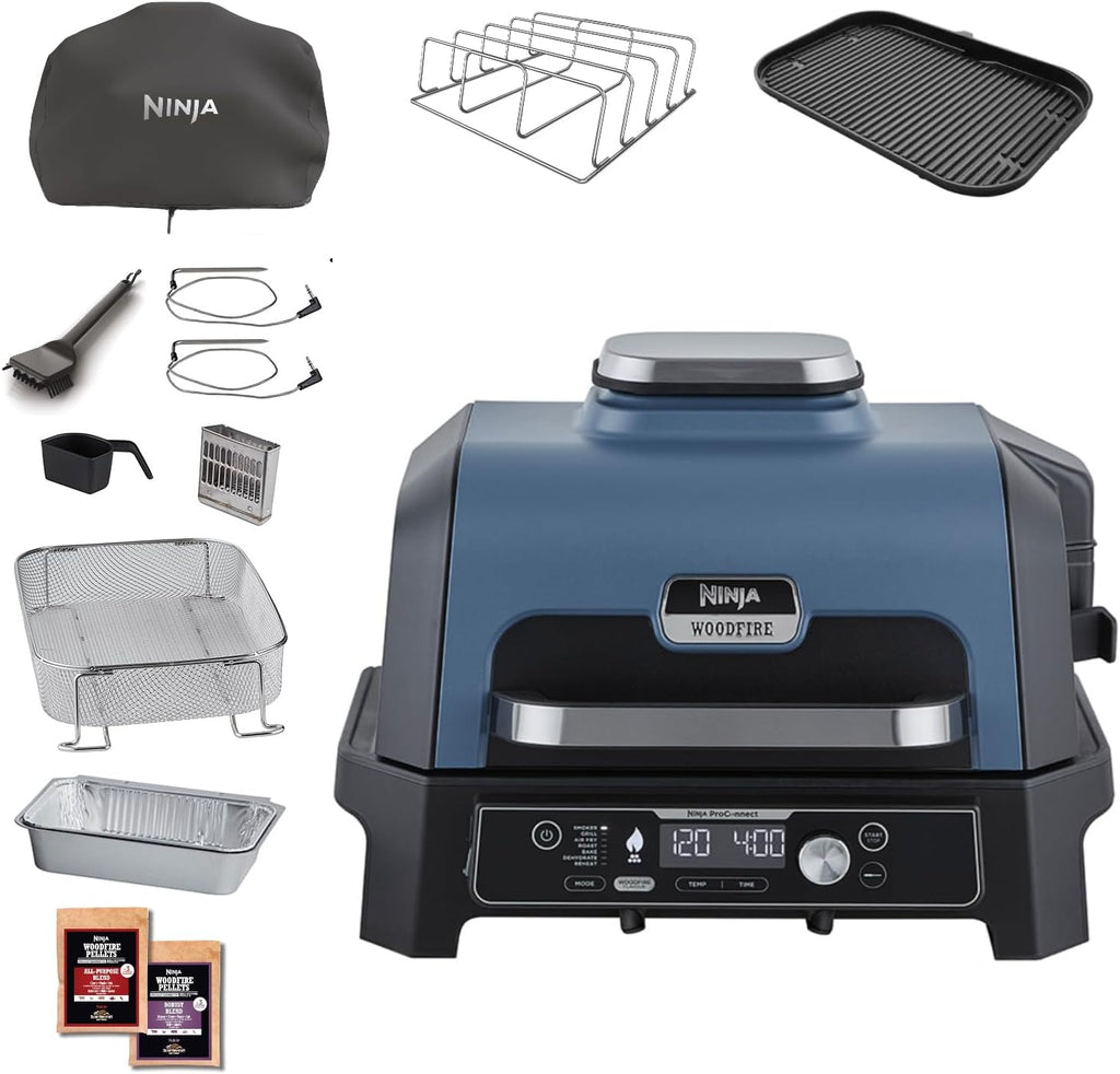 Woodfire Pro Connect XL Barbecue Électrique & Fumoir avec Contrôle d'Application, 7-en-1, OG901EUAMZ