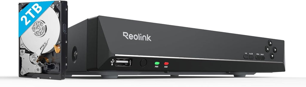 4K PoE NVR 8 Canaux Caméra de Sécurité à Domicile Enregistrement de Vidéo avec Disque Dur de 2TO, RLN8-410