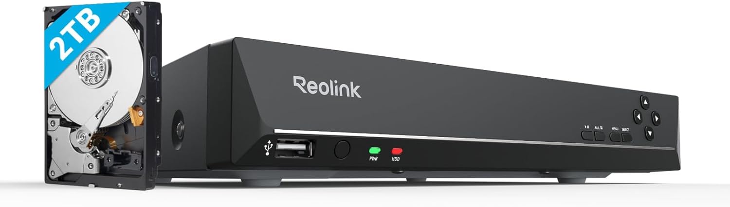 4K PoE NVR 8 Canaux Caméra de Sécurité à Domicile Enregistrement de Vidéo avec Disque Dur de 2TO, RLN8-410