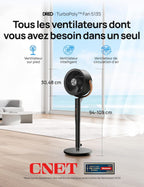 Smart Ventilateur sur Pied 25dB Silencieux, avec Télécommande, 6 Modes, 8 Vitesses, Compatible avec Alexa