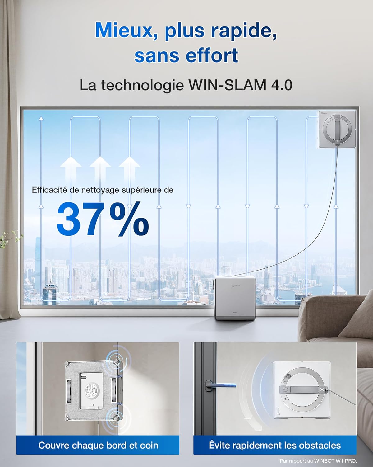 WINBOT W2 Pro Omni Robot Nettoyeur de vitres avec Station Multifonction