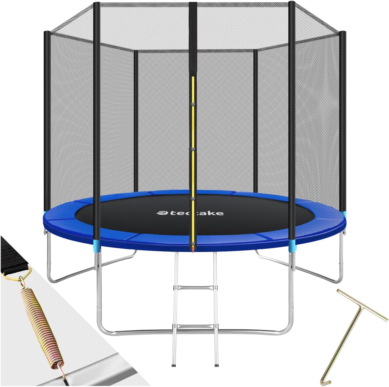 Trampoline de Jardin Extérieur Rond avec Échelle, Filet de Protection & Tour rembourré