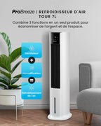 OmniAir Rafraichisseur d’Air 7L 3en1, 7 Vitesses, 3 Modes, Oscillant, Silencieux, Sans Conduit