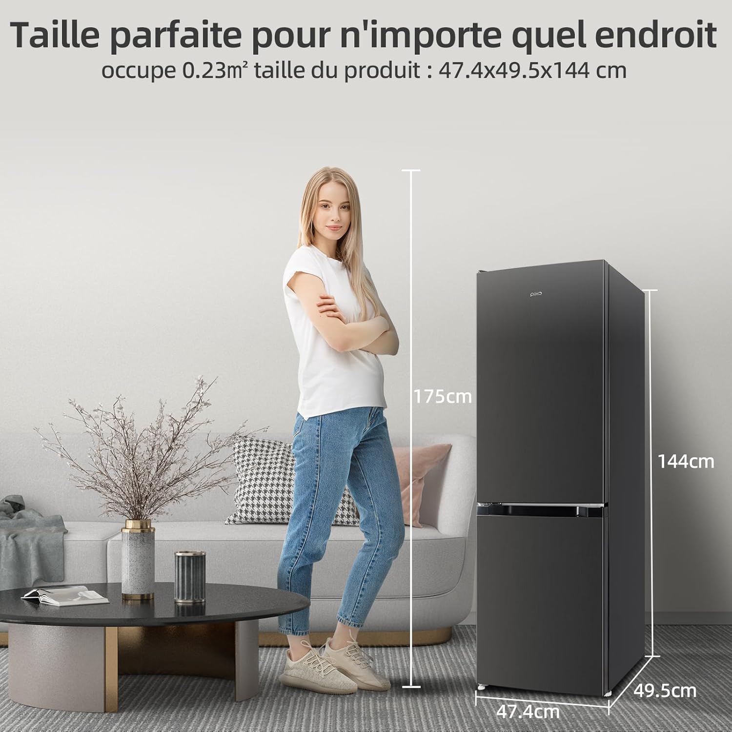 CBM159LEBD Réfrigérateur congélateur bas157 litres, Low Frost, Faible bruit