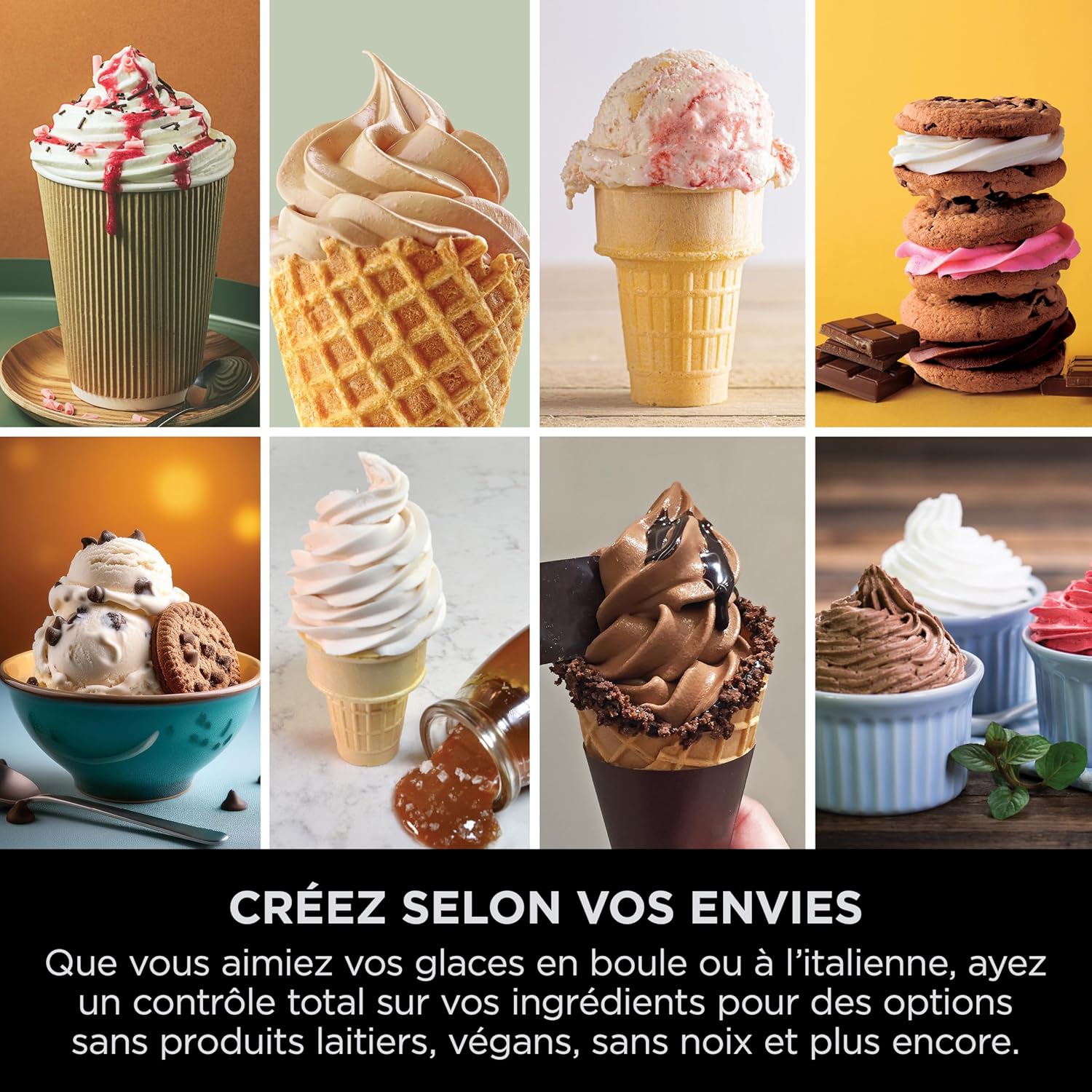 CREAMi Scoop et Swirl Machine a Glace et Sorbetière, 13 modes, Avec 2 pots, NC701EU