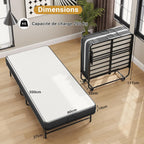 Lit Pliant 1 Personne 90x200 cm avec Matelas et 4 roulettes, Noir