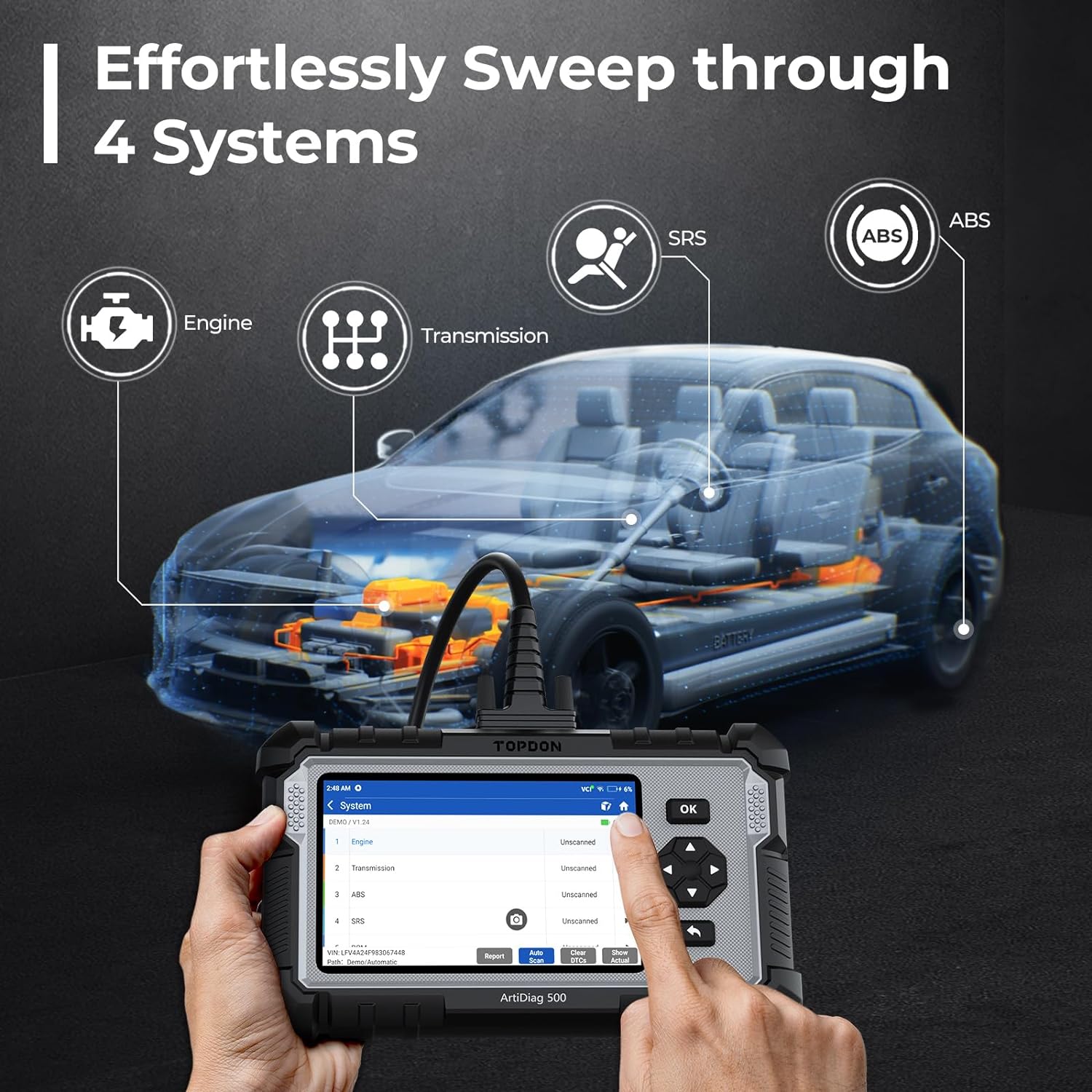 AD500 Valise Diagnostic Auto, 4 systèmes Outil de Diagnostic Voiture Multimarque