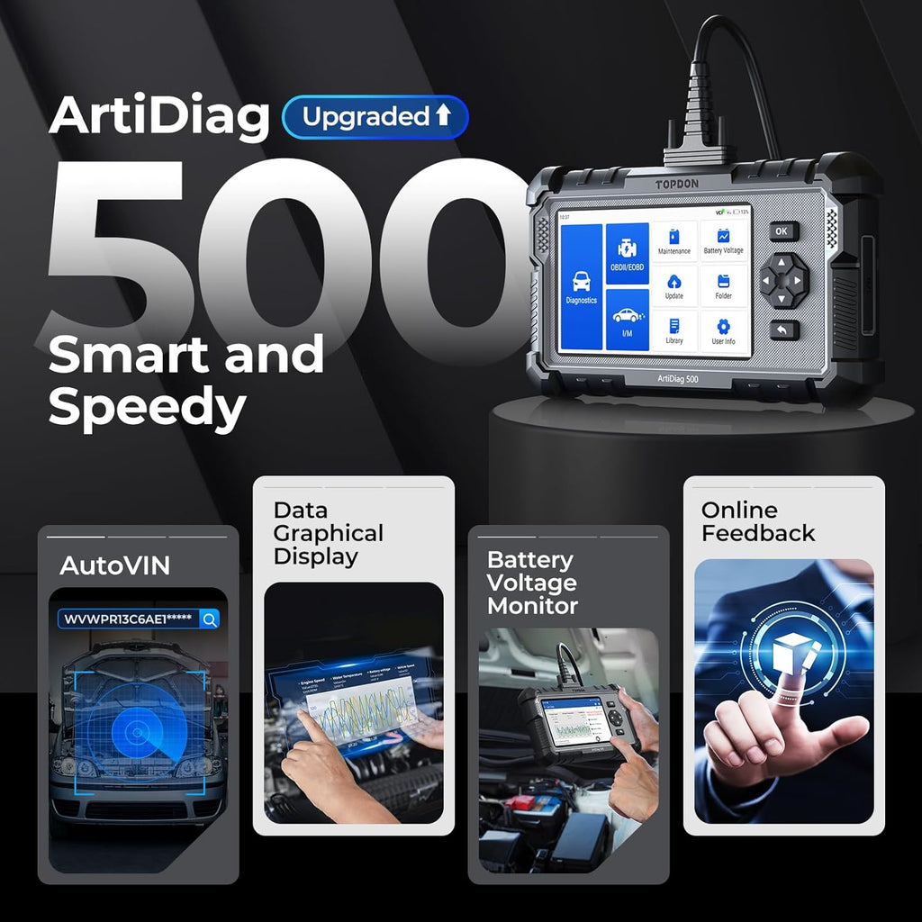 AD500 Valise Diagnostic Auto, 4 systèmes Outil de Diagnostic Voiture Multimarque