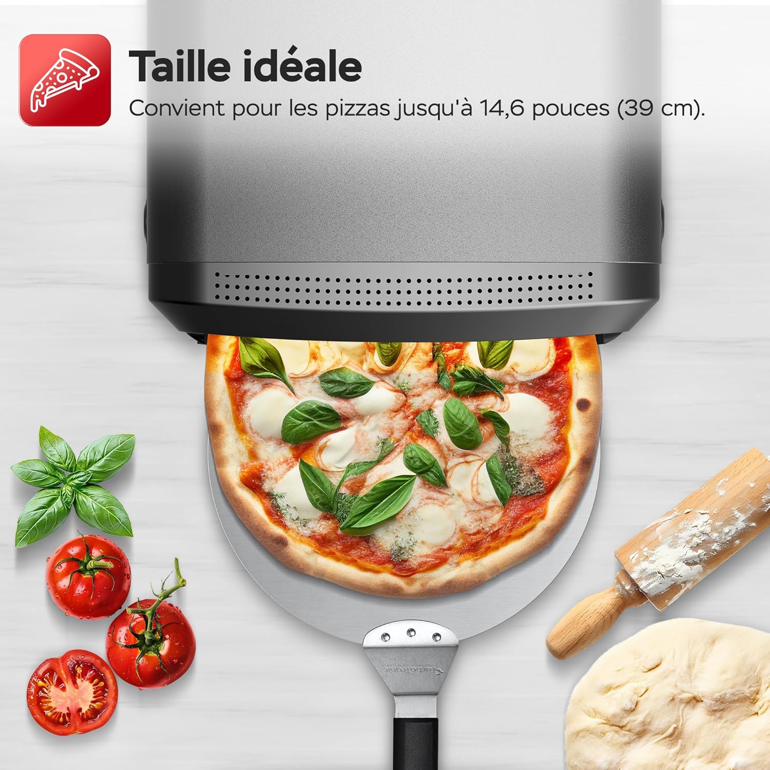 Four à pizza électrique, 450°C, Pierre incluse, 2200W, Intérieur/Extérieur