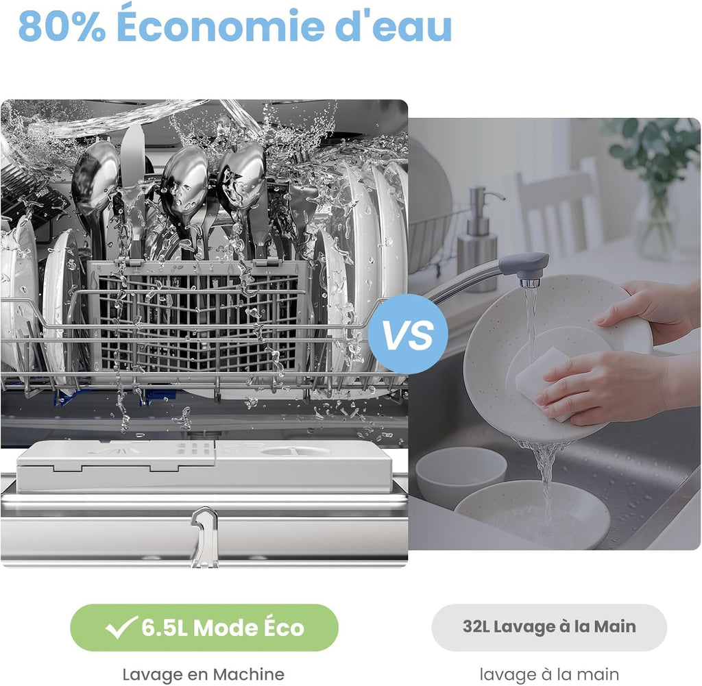 TD602E-W Lave-vaisselle compact pose libre, écran LED, 6,5 litres, blanc