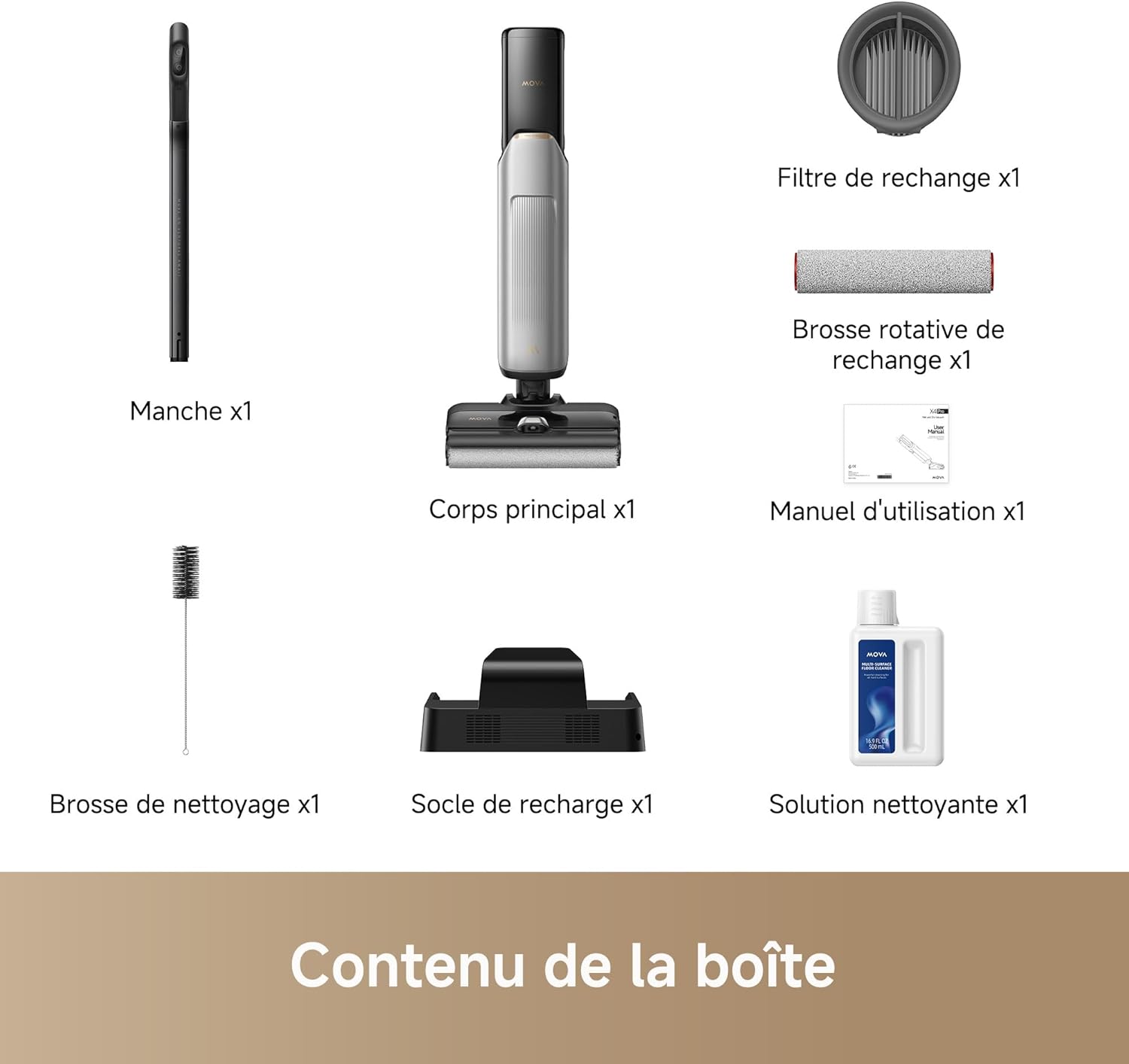 X4 Pro Aspirateur Humide et Sec, Lavage à l'eau Chaude, Anti-enchevêtrement, Auto-Nettoyage à 100 C