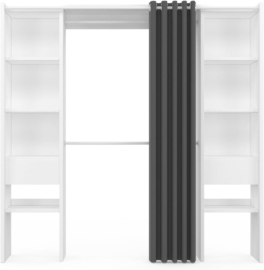Dressing extensible double MERYL 120/180 x 50 x 180 cm, avec étagères + double penderie
