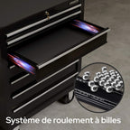 Chariot d'atelier - 7 Tiroirs Verrouillable, 4 roulettes, Tapis antidérapants