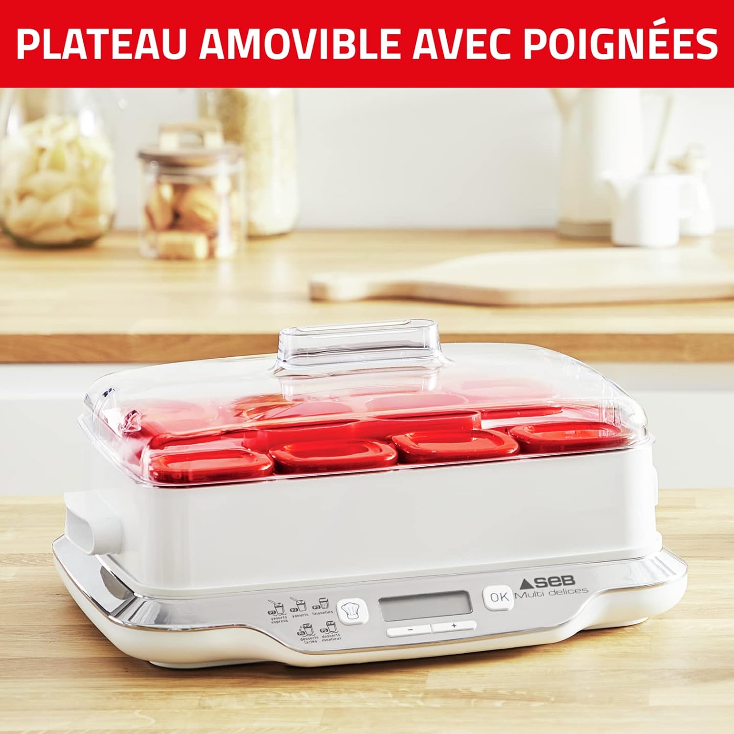 Multi Délices, Express Yaourtière 12 pots verre 140 ml, 5 programmes automatiques, YG661500