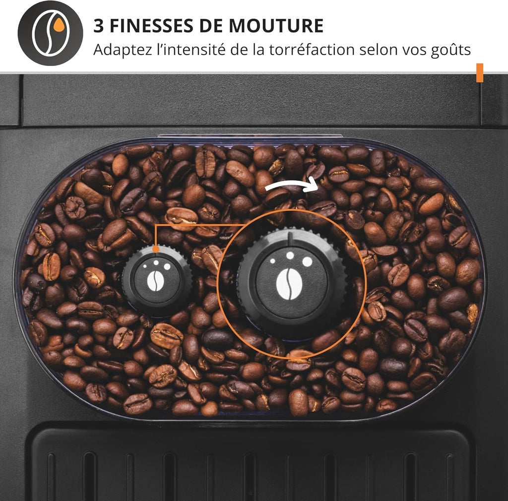 Machine à café grain, Nettoyage automatique, Buse vapeur pour Cappuccino, YY8125FD, Noir