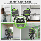 Niveau Laser 360 Vert 3D Auto-Nivelant Laser 12 Lignes Croisé avec Luminosité Réglable Laser et Mode Impulsion