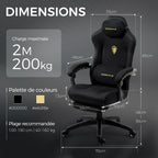 Chaise Gaming Ergonomique avec Coussin Lombaire Réglable, Repose-Pieds Rétractable, Accoudoirs Réglables