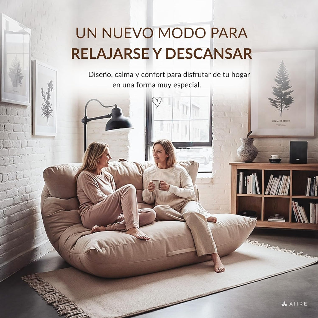 Fauteuil Pouf Salon Moderne – Pouffe Géant XXL pour 2 Personnes avec Remplissage - Gris