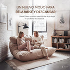 Fauteuil Pouf Salon Moderne – Pouffe Géant XXL pour 2 Personnes avec Remplissage - Gris