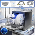 DW5 BK Lave-vaisselle de table 950W lave vaisselle posable, 7 programmes de lavage, séchage efficace