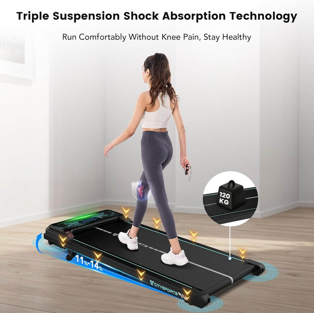Tapis de Course Électrique Inclinable 11–14%, Écran LED, avec Télécommande