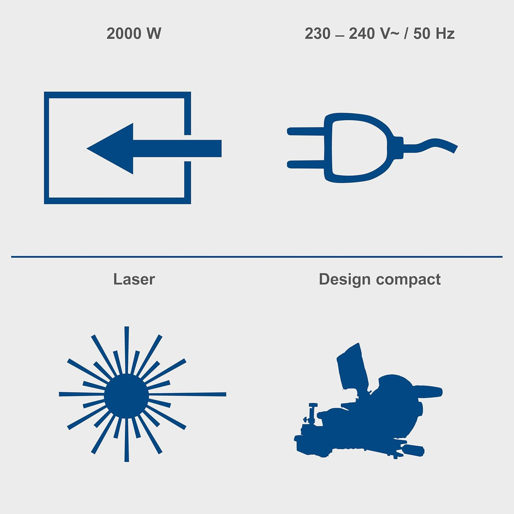 Scie à onglets avec démarrage progressif & laser HM254, 2000W, 2ème lame incluse