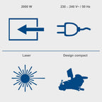 Scie à onglets avec démarrage progressif & laser HM254, 2000W, 2ème lame incluse