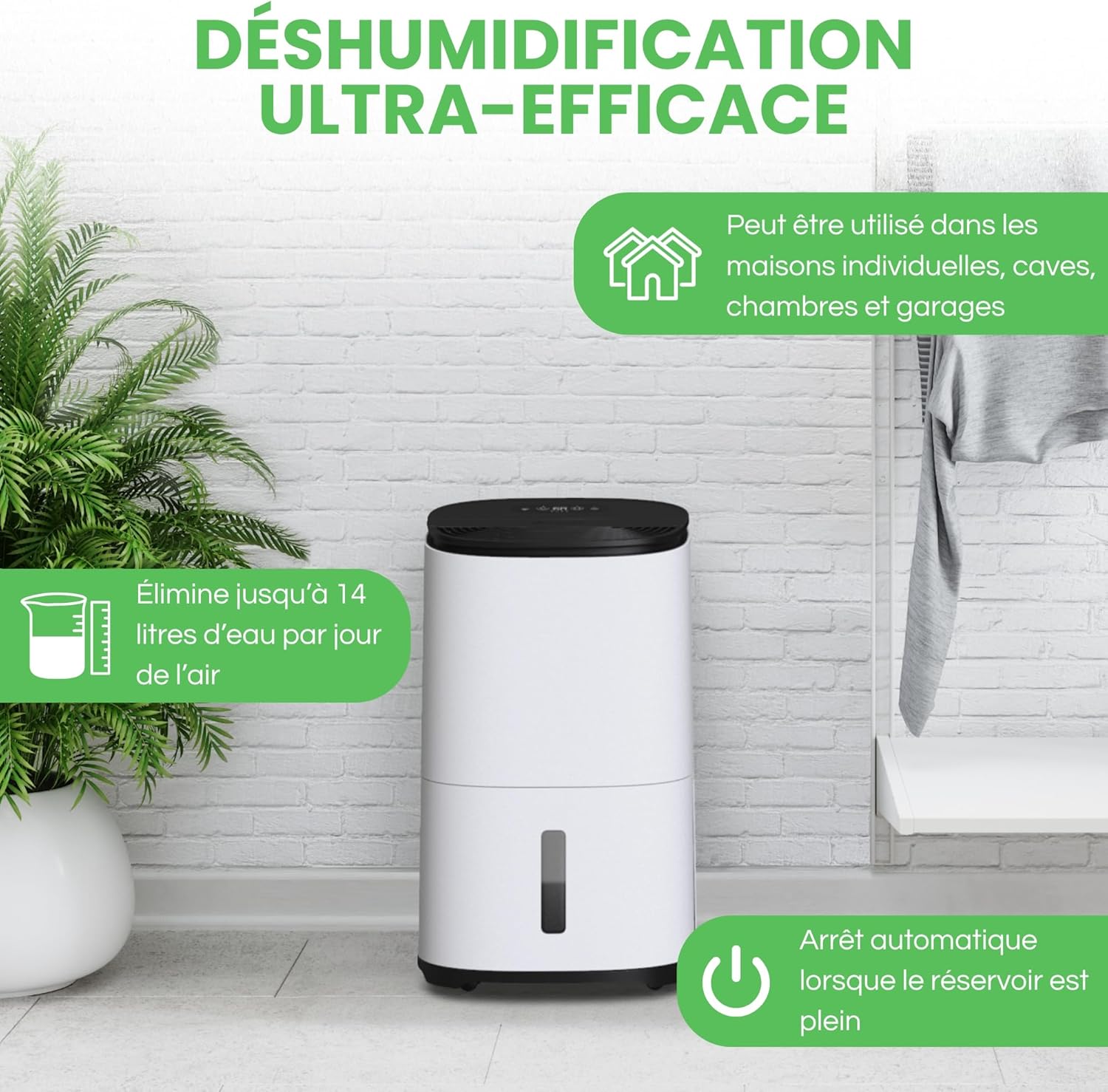 AreteOne 10L Déshumidificateur & Purificateur d'air HEPA
