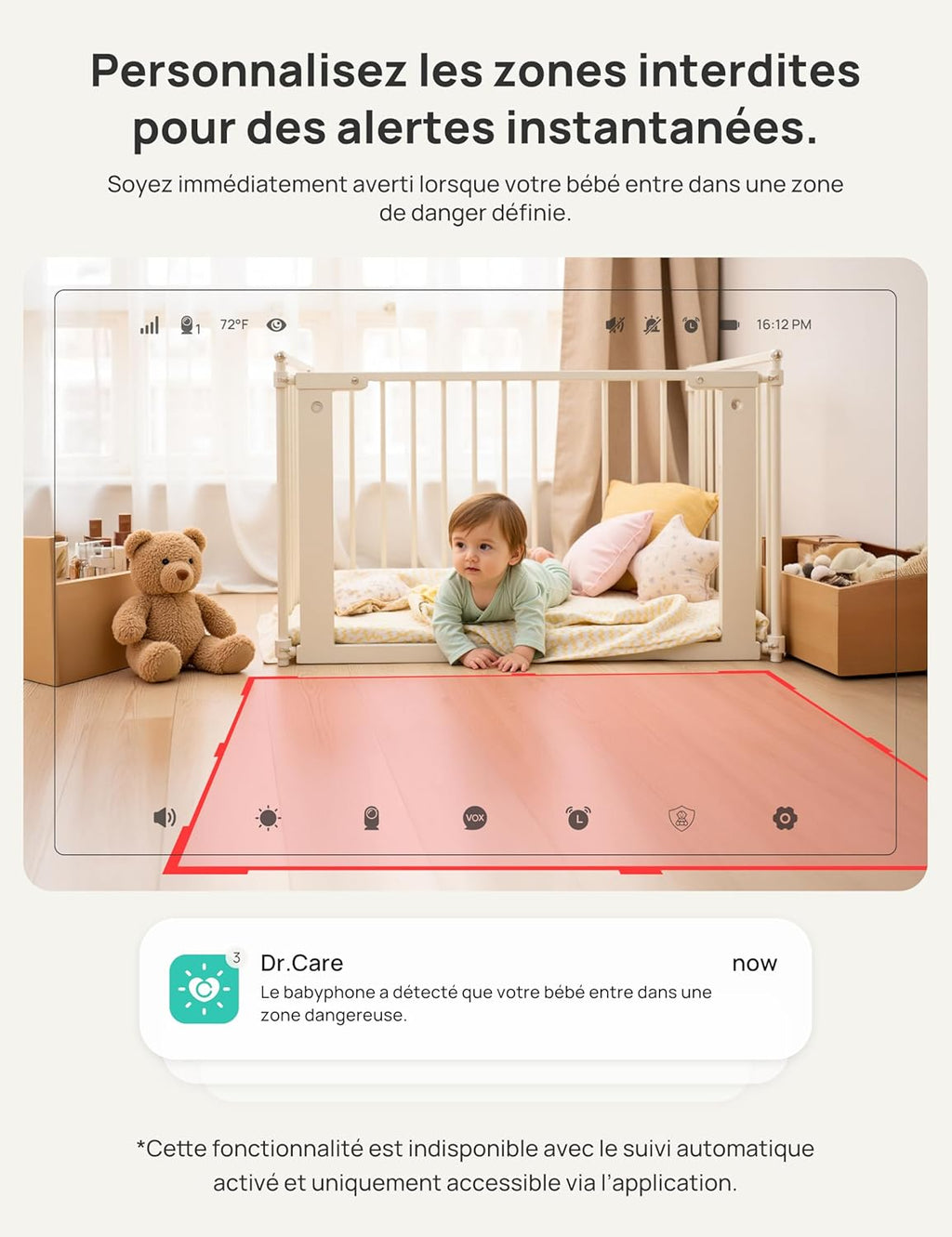 VistaView 5” Moniteur Bébé WiFi avec Support Clip - Caméra 2K HD, Contrôle Via Application