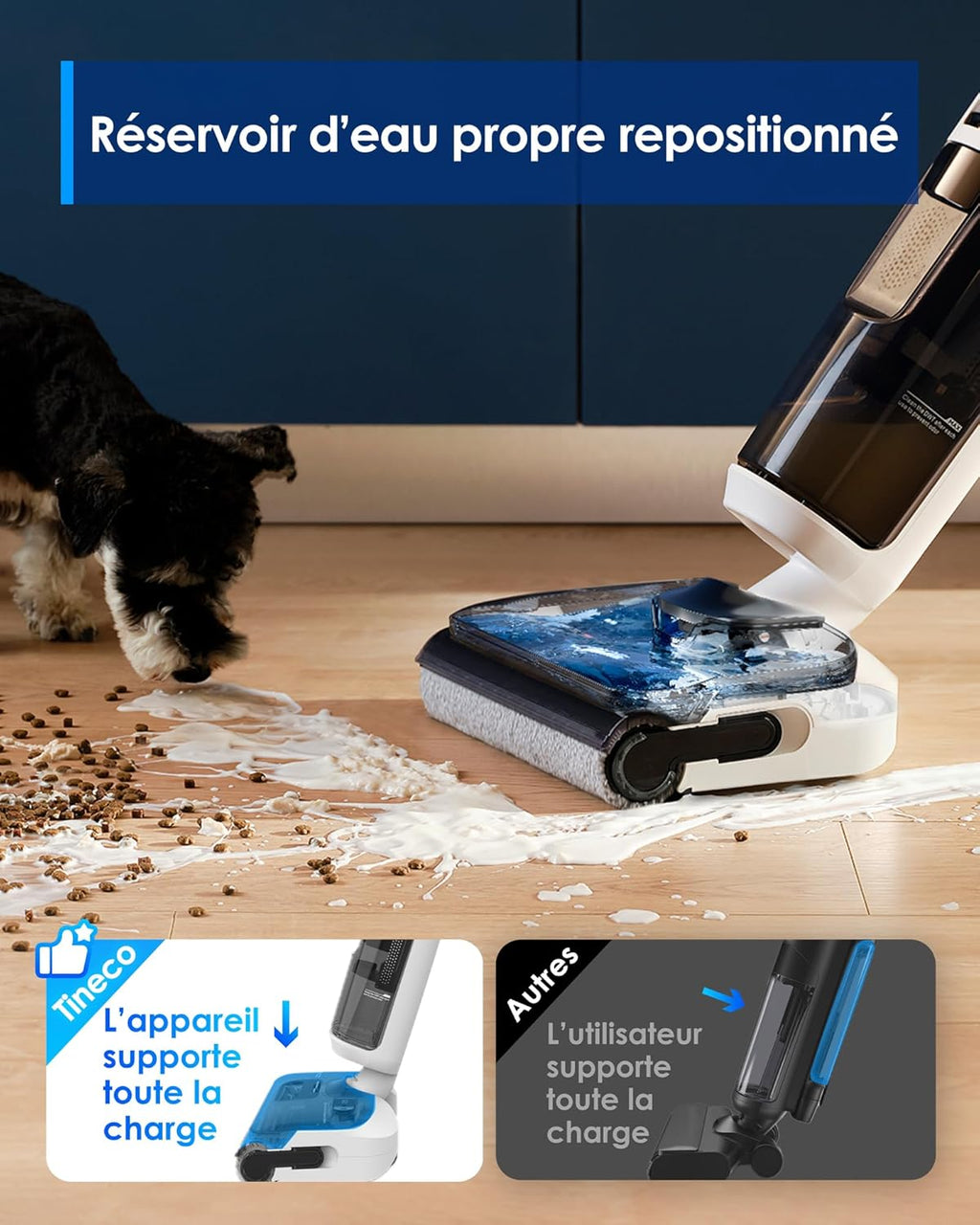 Floor One Stretch S6 Aspirateur Laveur, portée à Plat 180°, Nettoyage Deux Bords