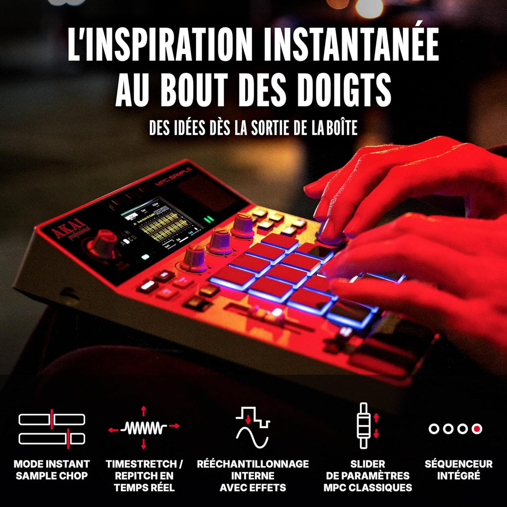 Professional MPC Sample - Portable Autonome avec Batterie Rechargeable, USB-C, Haut-Parleur et Micro