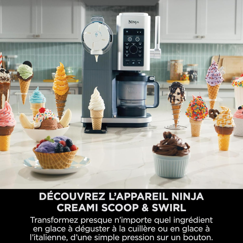 CREAMi Scoop et Swirl Machine a Glace et Sorbetière, 13 modes, Avec 2 pots, NC701EU