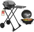 Barbecue électrique 2 en 1 de table & sol 2400W, avec thermomètre et plateau ramasse-graisse