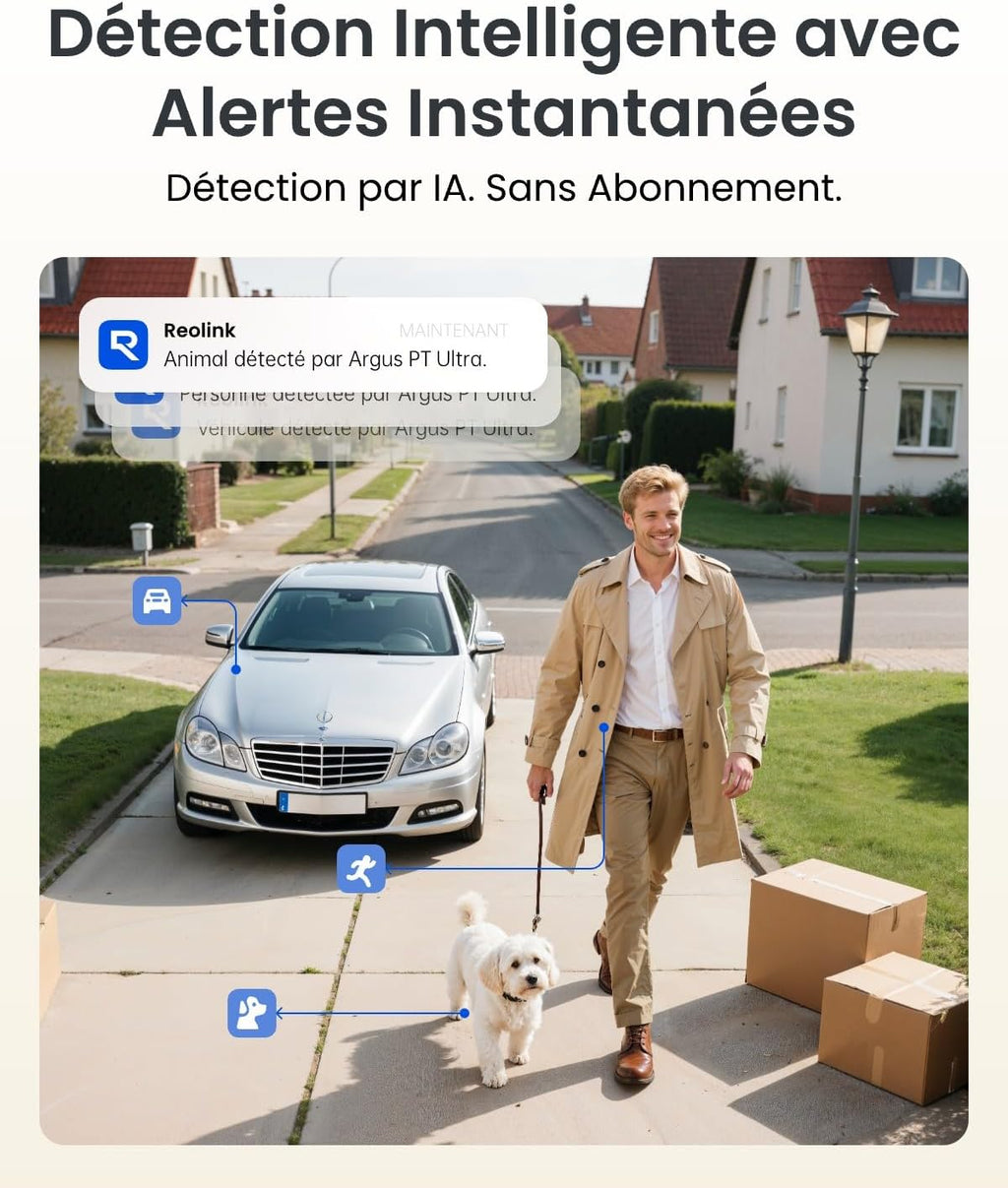 4K Camera Surveillance WiFi Exterieure, 2,4/5Ghz Wi-FI 6, Détection Intelligent