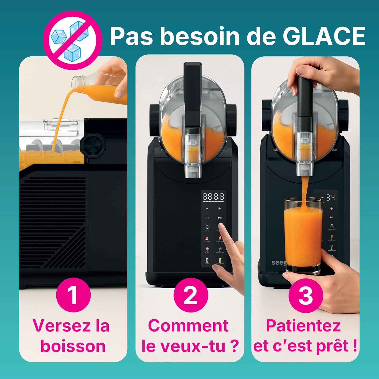 SuperSlush Machine a Granita, 7-in-1 Slush Machine, Capacité 2L, 7 Programmes Prédéfinis, SLFR1BK