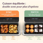 Air Fryer 10L Twinfry, Friteuse sans Huile Double Résistance, 5-en-1, Noir