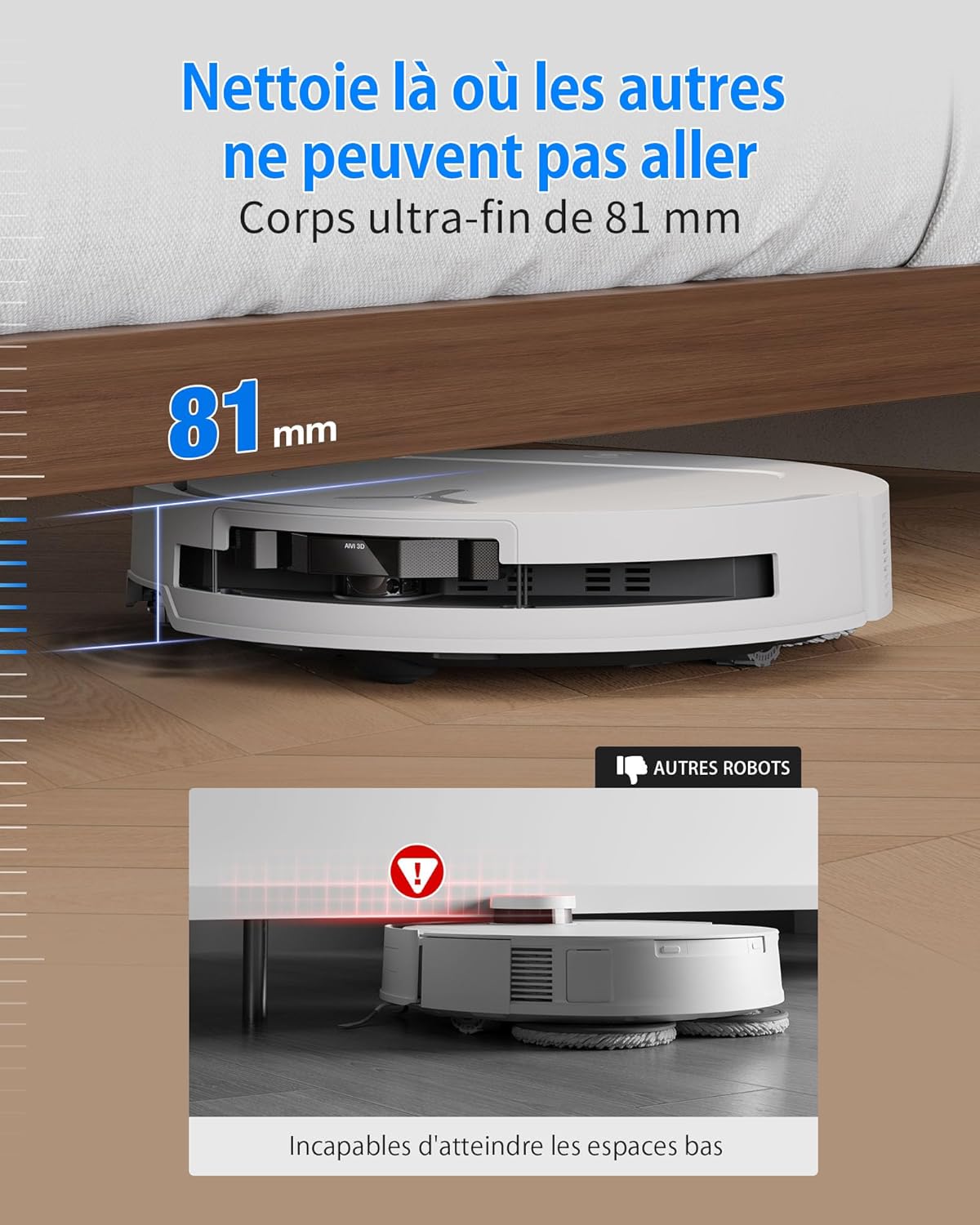 DEEBOT T50 Omni Gen3 Aspirateur Robot Laveur, 25 000 Pa, Brosse/Patin Extensibles