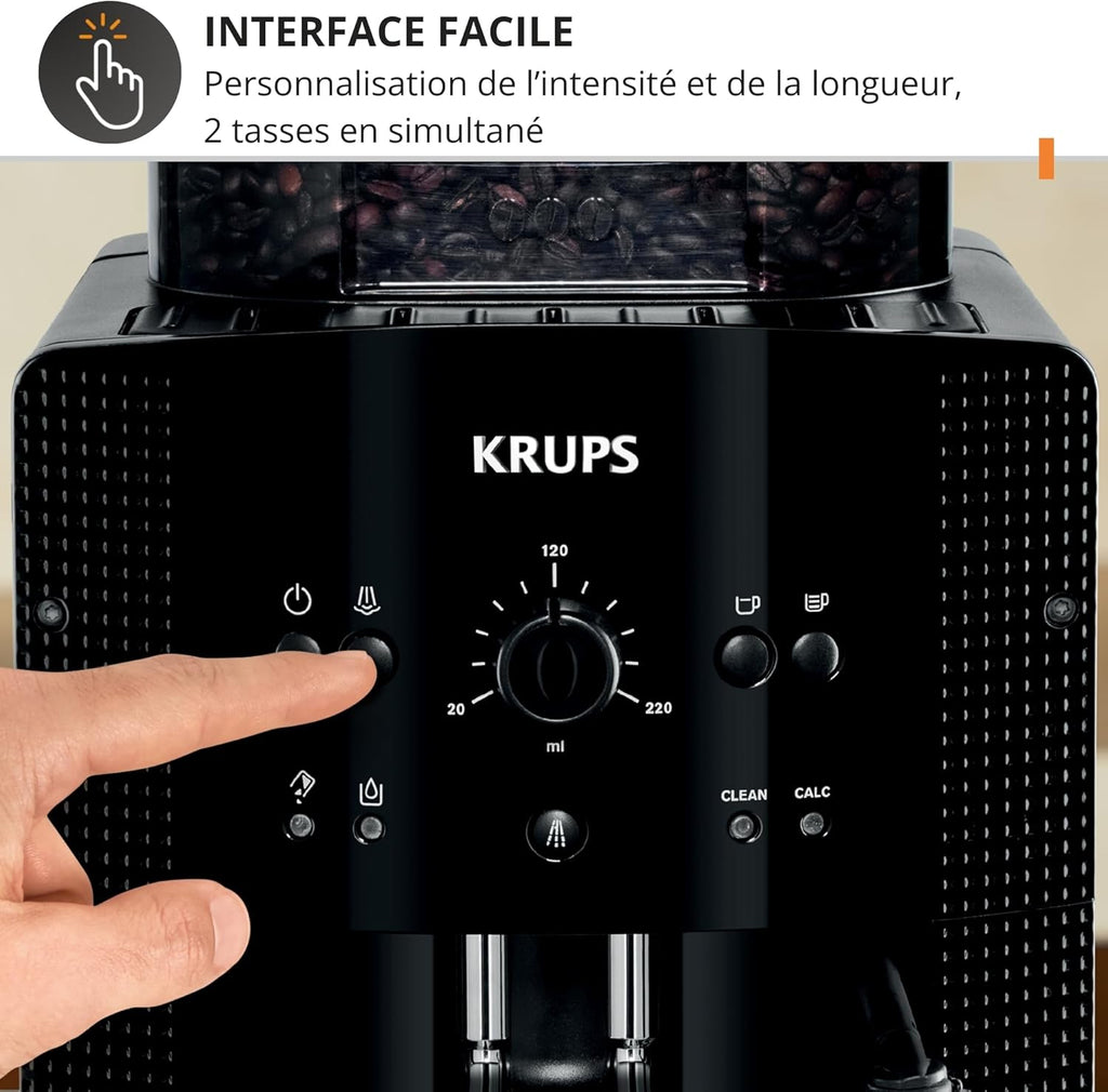 Machine à café grain, Nettoyage automatique, Buse vapeur pour Cappuccino, YY8125FD, Noir