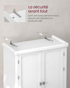 Buffet Haut Cuisine, Meuble de Rangement, avec Tiroir, Placards, Étagères Réglables, Blanc BBC561W21