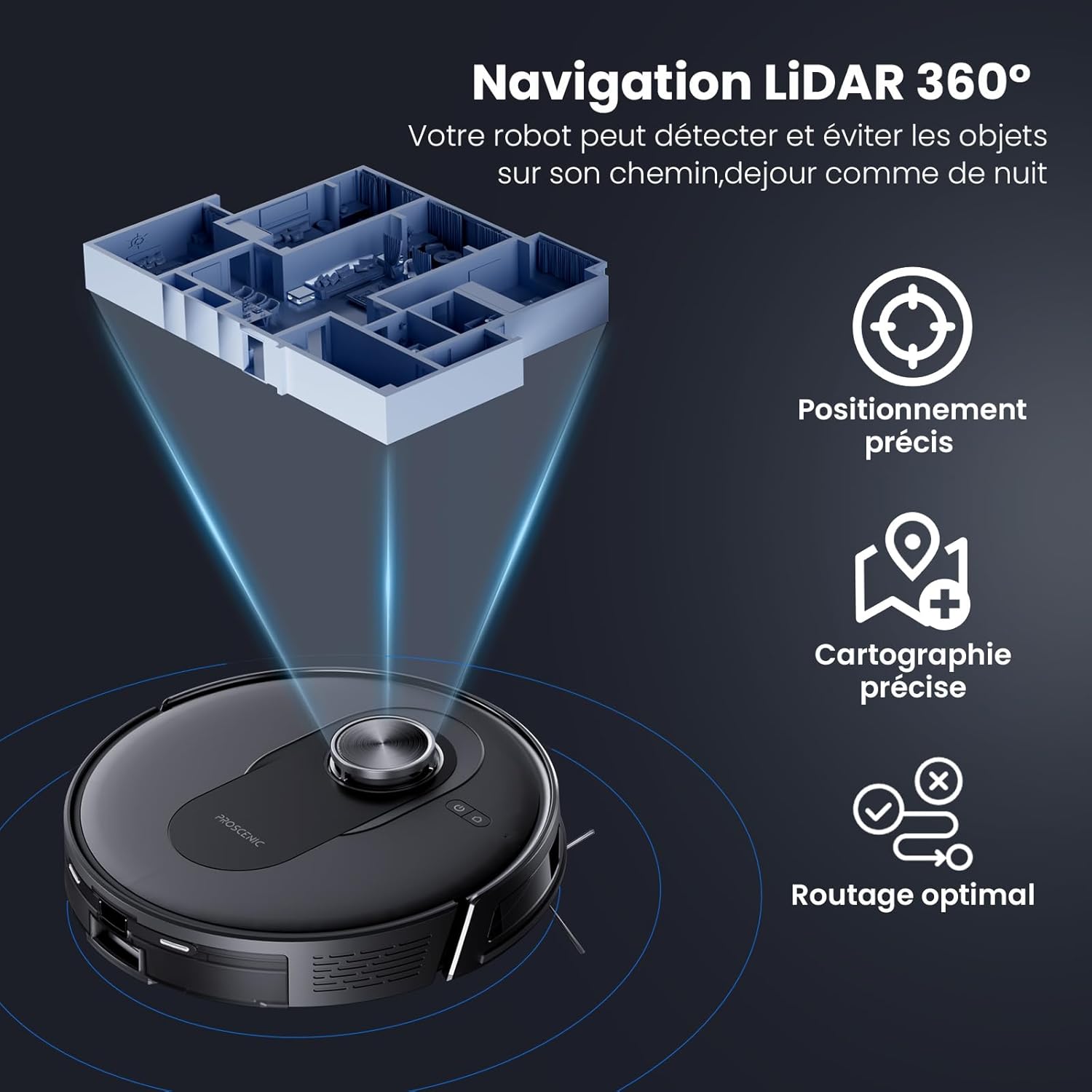 Q8 Aspirateur Robot avec Serpillière, 6000Pa, Navigation Lidar, Connecté Alexa