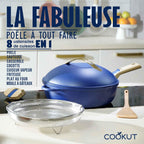 La Fabuleuse poêle 8 en 1 - Avec 2 poignées amovibles, panier vapeur/friture - SAPHIR