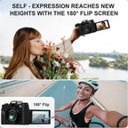 Appareil Photo Numérique 6K 64MP avec WiFi, Carte TF 64 Go, Microphone, Autofocus